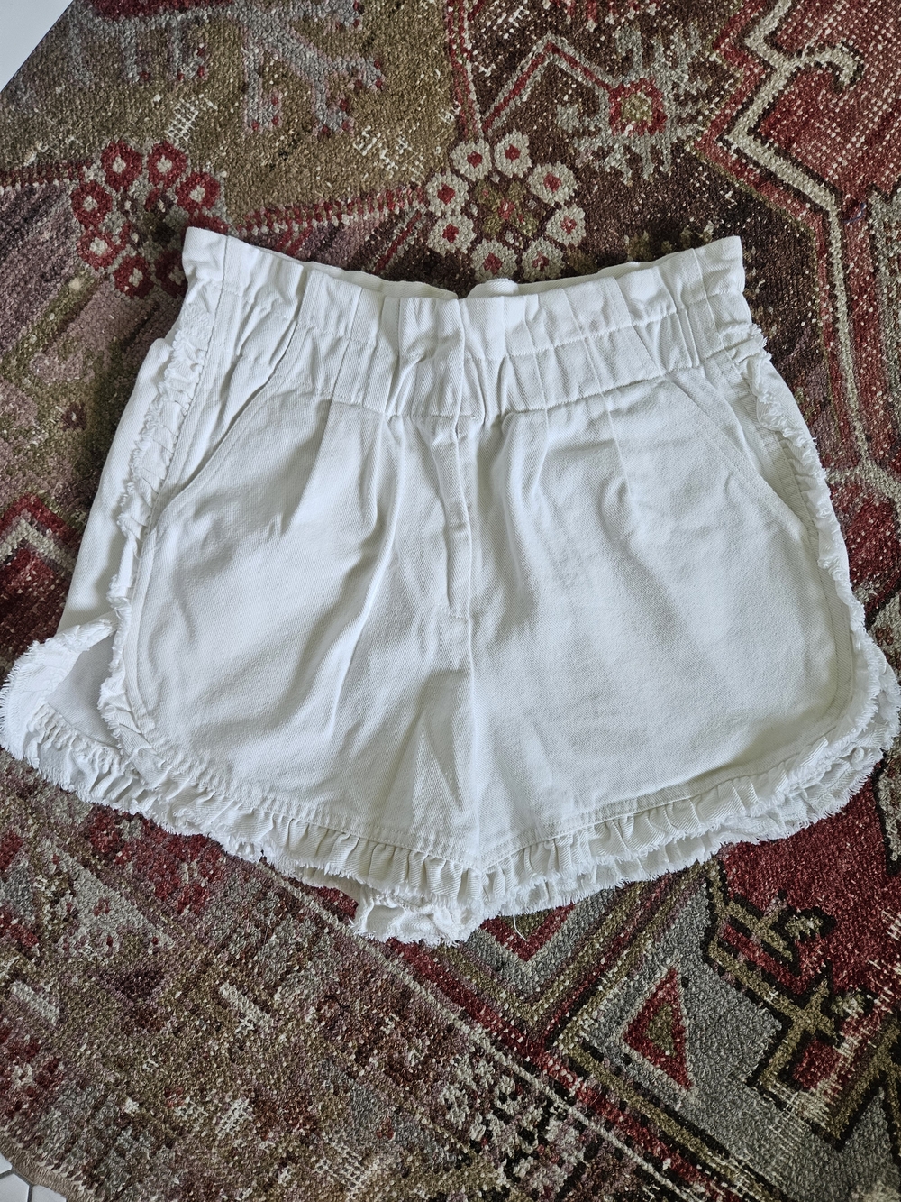 Sea New York White Ruffle Shorts Raw Hem Sz 6